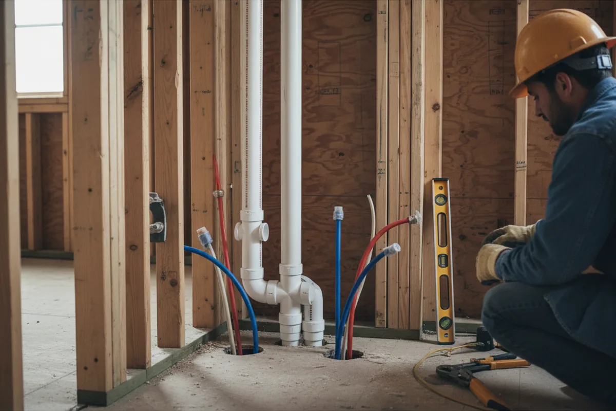 Drain and supply rough-in during Leak Detection in New Paltz